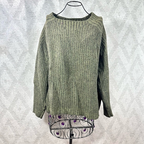 Vintage Salvatore Ferragamo olive green wool blend sweater size L - Picture 1 of 7